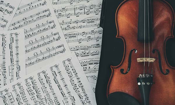 sheet music and violin